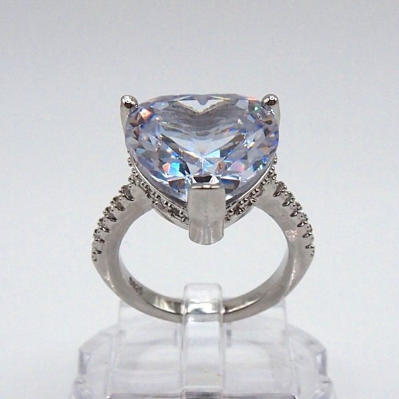 Fine Jewelry Jewelry - Stunning Large 5.00ctw Cubic Zirconia Heart Ring Solid 925 Sterling Silver